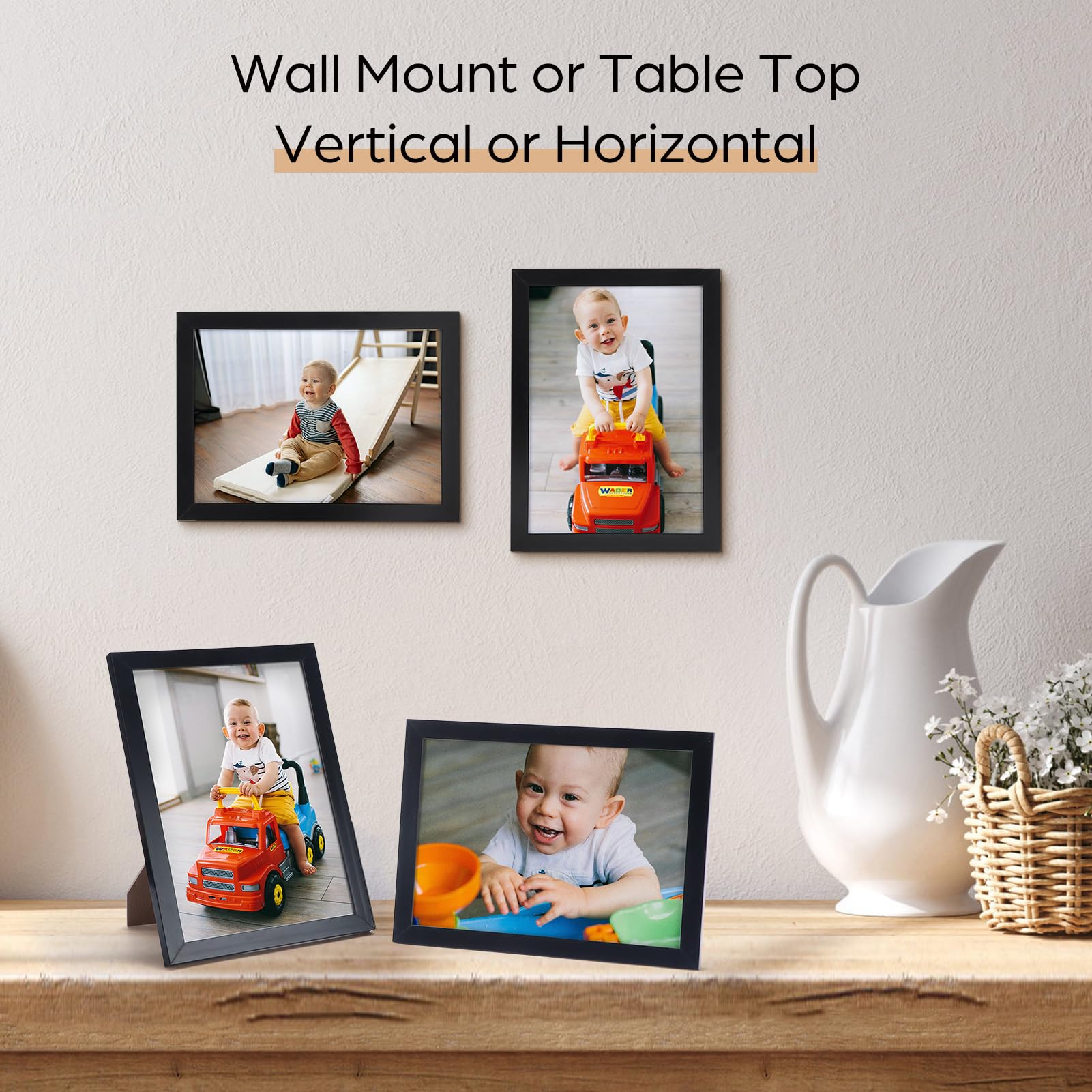 Giftgarden lightweight frames with clear plexiglass protect photos from dust.