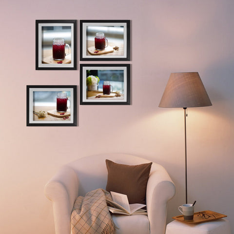 Giftgarden set of 4 black matted frames for coordinated wall decor.