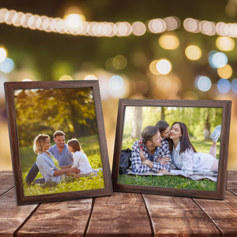 Giftgarden wood 8x10 frame on a desk ready for memories.
