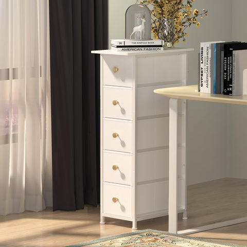 GiftGo Narrow Dresser Cabinet bedside setup showcasing practical storage near the bed