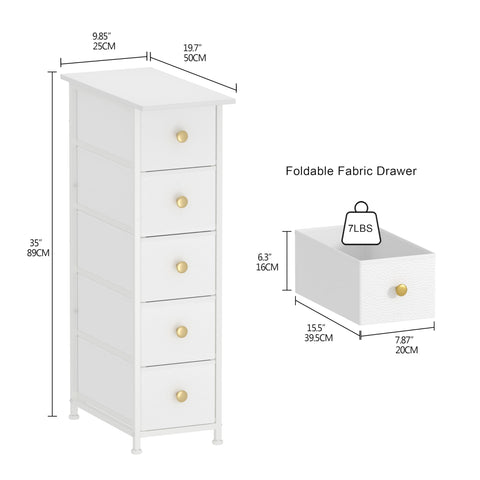 GiftGo Narrow Dresser Cabinet drawer closeup featuring sturdy fabric and accessible storage