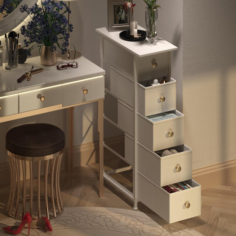 GiftGo Narrow Dresser Cabinet drawer open demonstrating organized five-drawer system