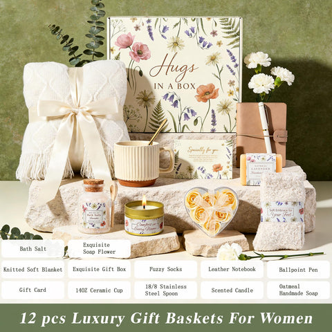 Giftinbox Luxury spa kit featuring calming bath salts and scented candle
