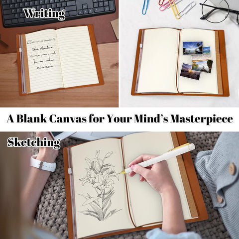 GiftPeak leather notebook pairs with a pen for thoughtful journaling.