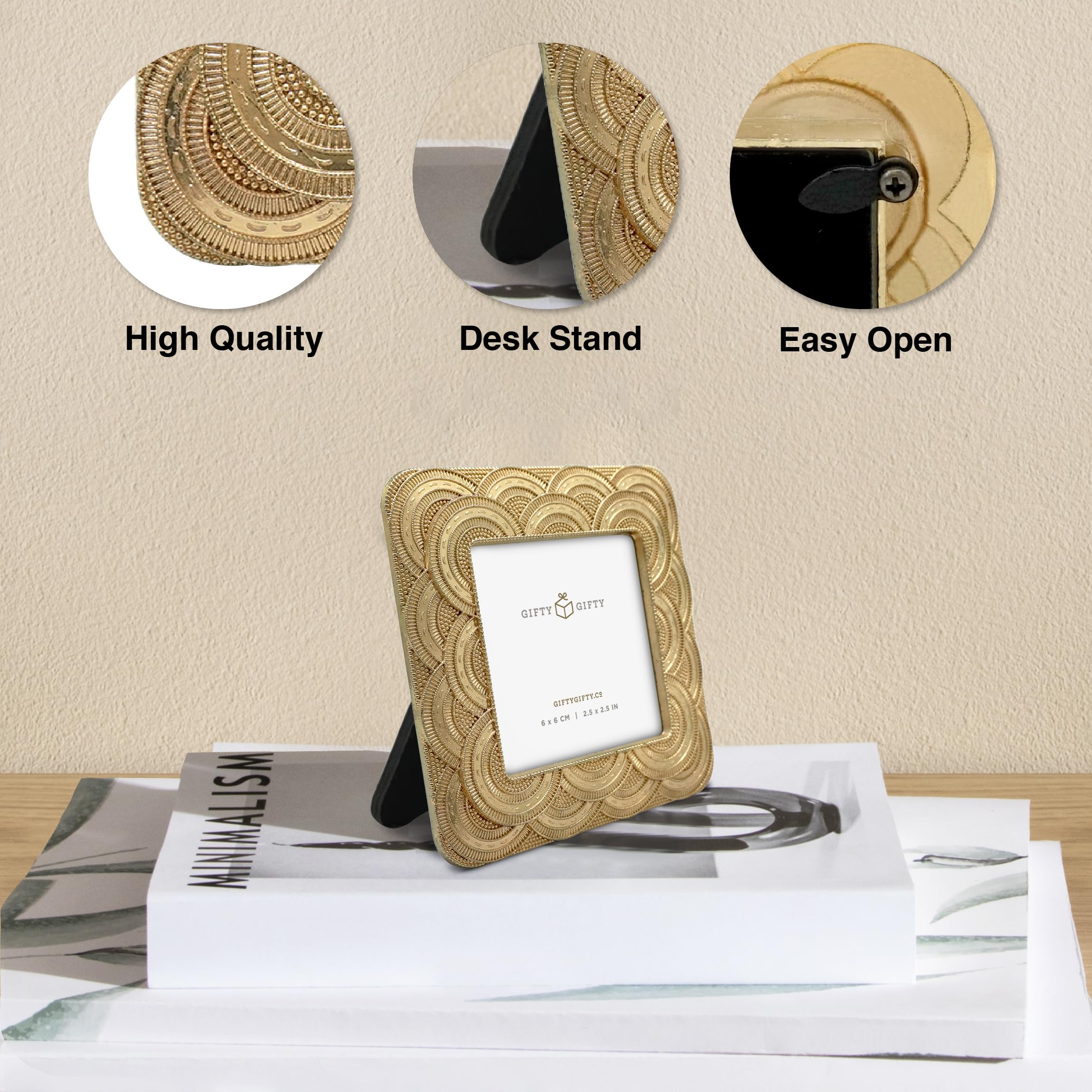 GIFTY GIFTY Classic Gold rectangle mini frame for collage displays.