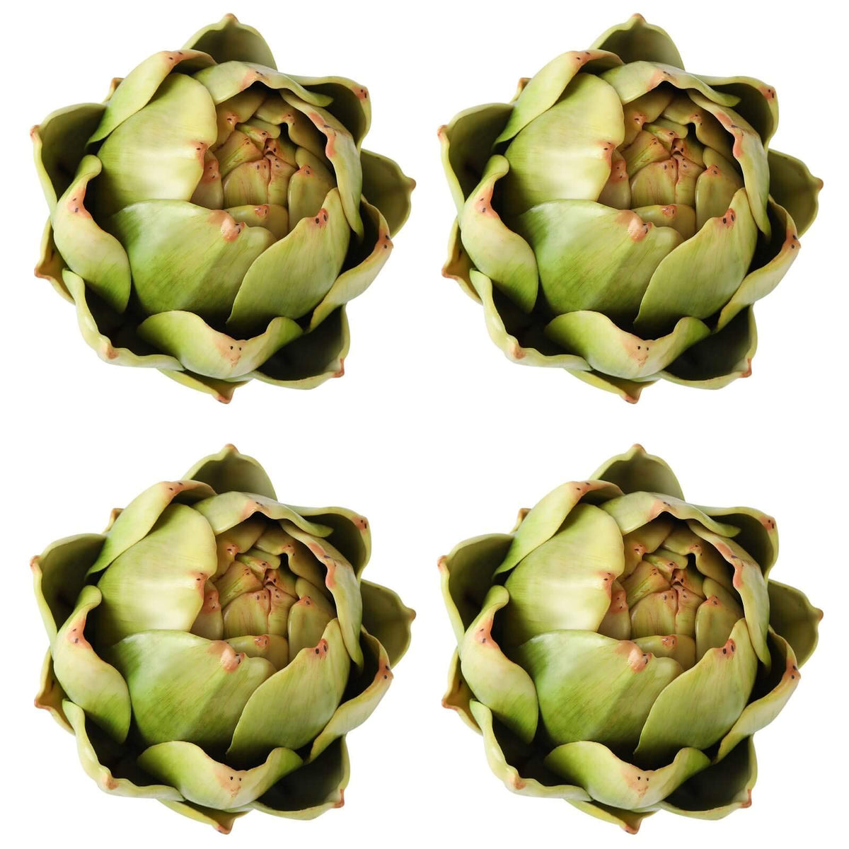 GiftYou 4-pack large green artichokes in front view for bright kitchen decor.
