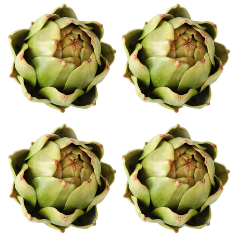 GiftYou 4-pack large green artichokes in front view for bright kitchen decor.
