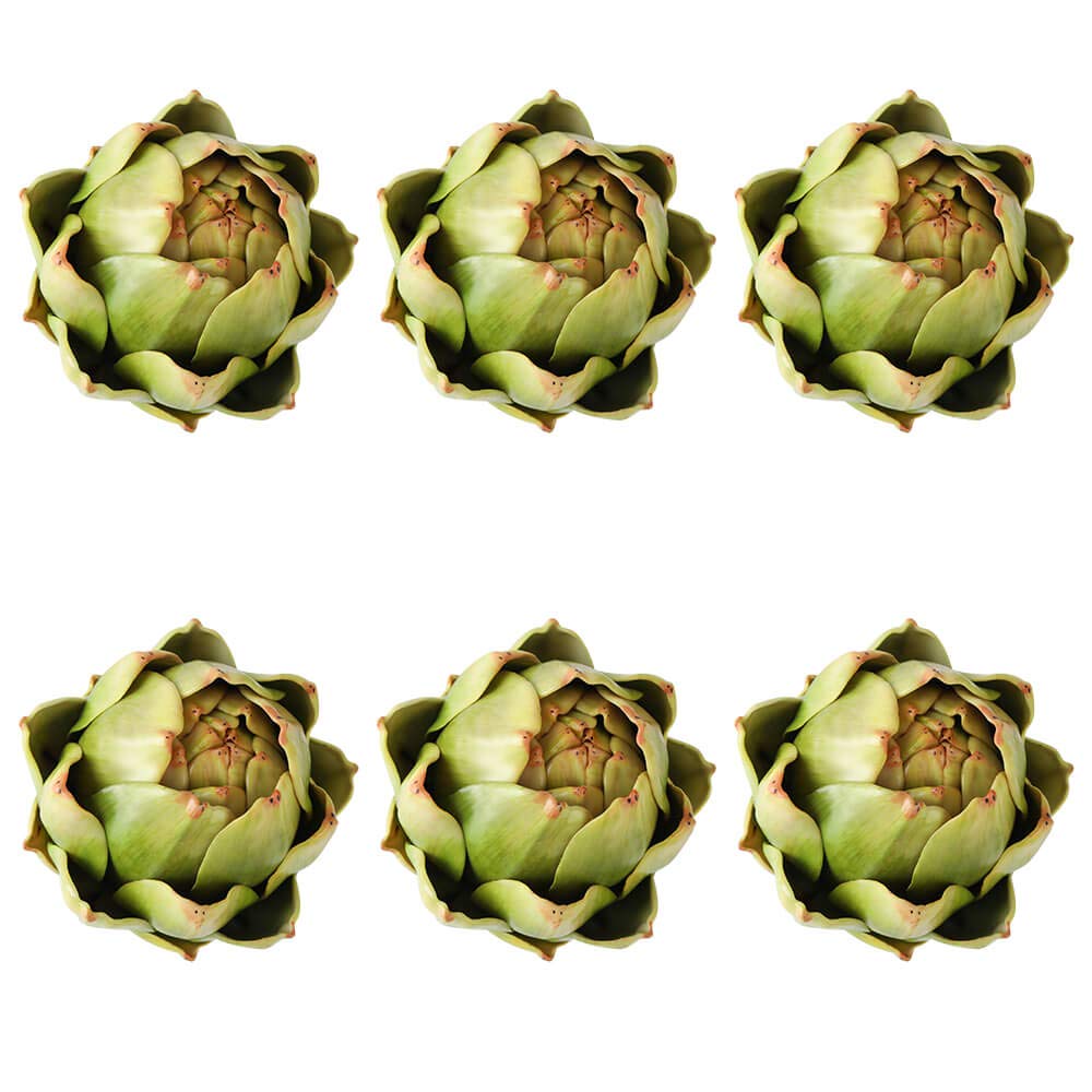GiftYou artichokes 6-pack in vibrant green for kitchen decor and display.