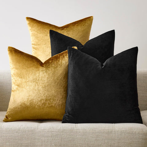 GIGIZAZA gold velvet pillow cover adds luxe shine to a sofa.