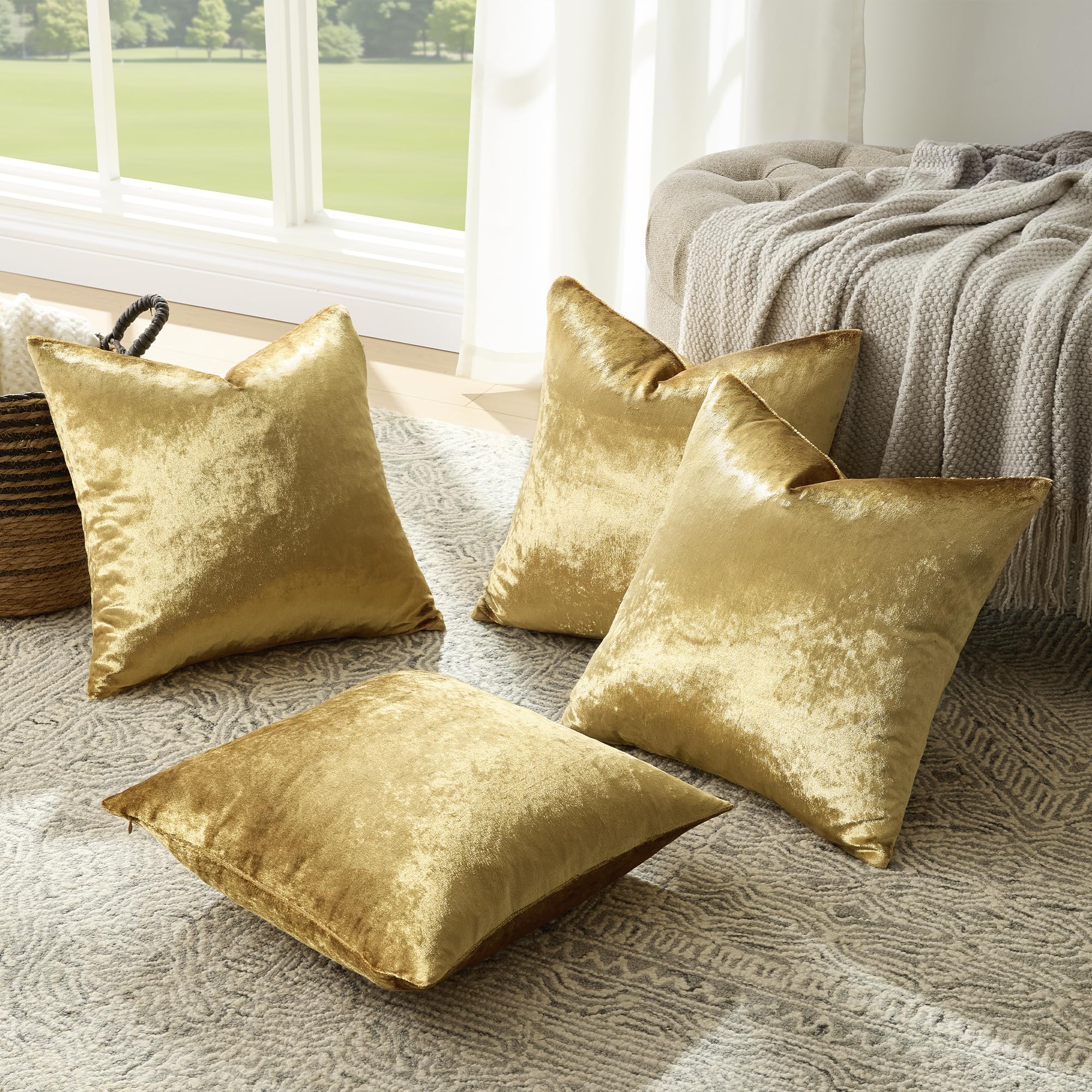 GIGIZAZA luxury pillow cover in gold tone enhances any couch
