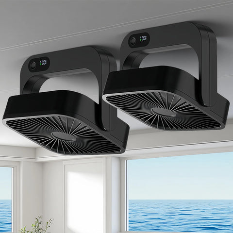 GIIKNEW cruise fan with magnetic base affixes to a cabin surface for stable airflow.