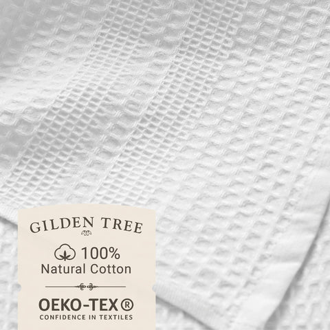 Gilden Tree waffle towels measure 14-5 inches for easy storage.