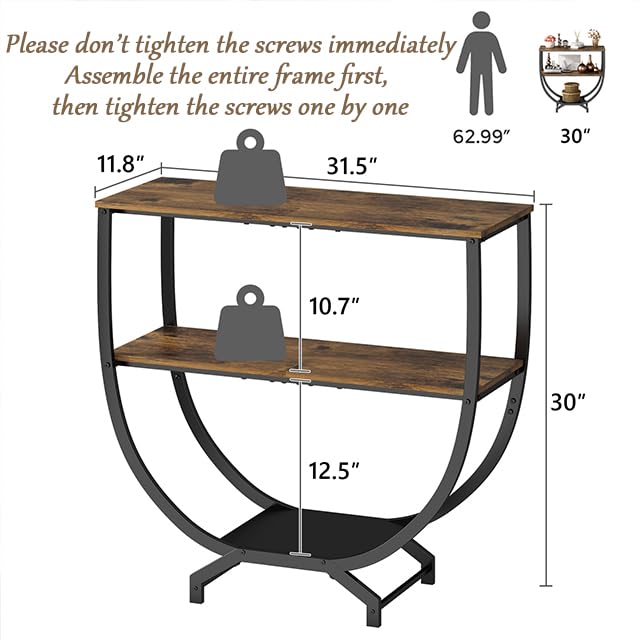 GILLAS 3 Tier Console Table side view highlights compact footprint and practical storage.