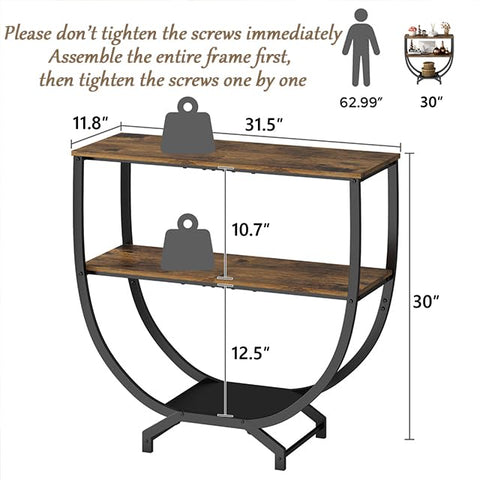 GILLAS 3 Tier Console Table side view highlights compact footprint and practical storage.