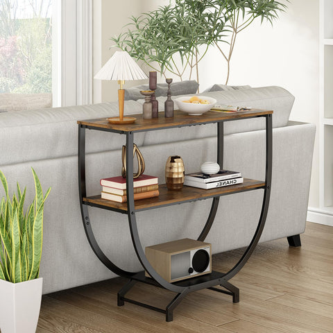 GILLAS 3 Tier Console Table assembly instructions indicate simple, no extra tools.