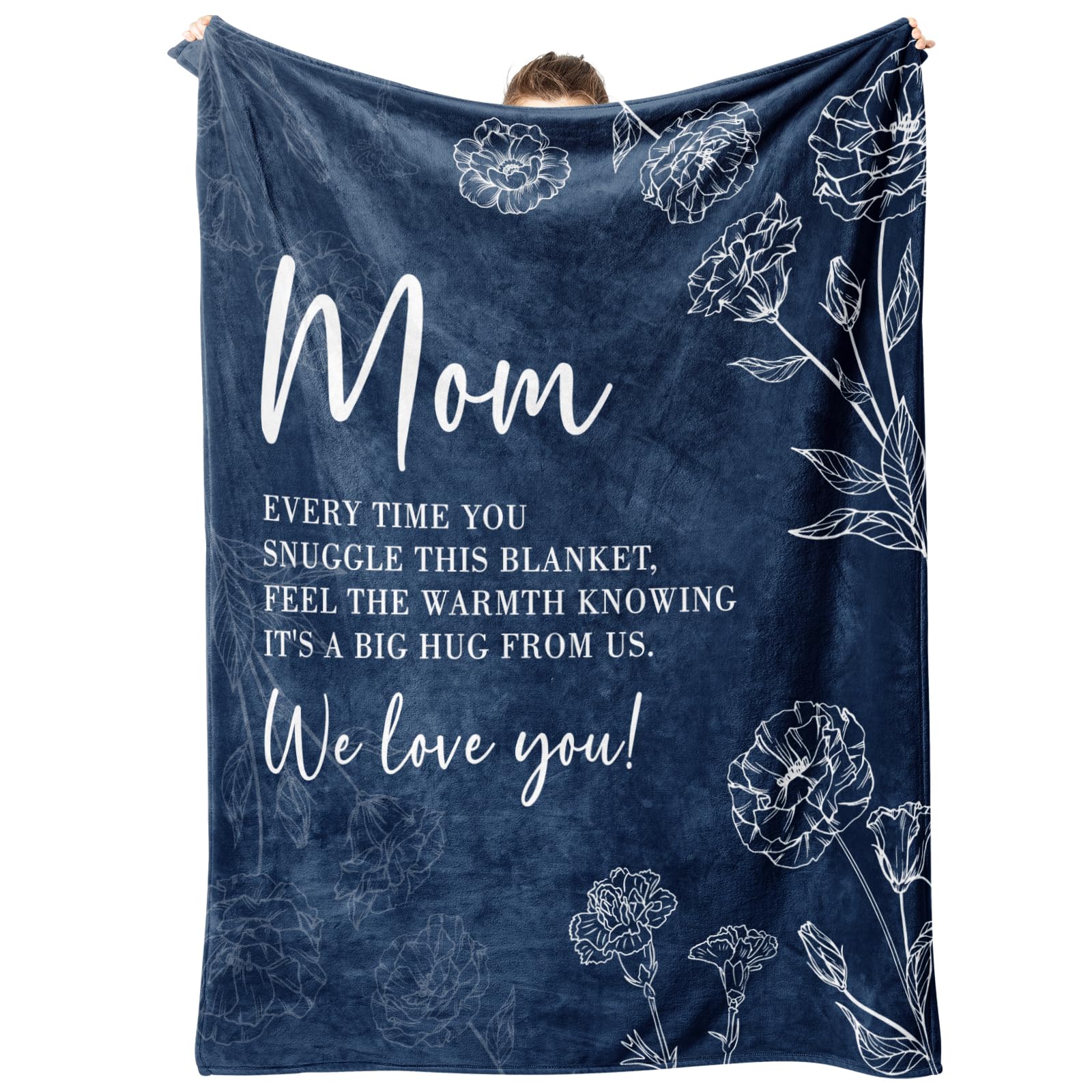 GiltGlimmer mom blanket with heart text in purple on a bed for cozy evenings