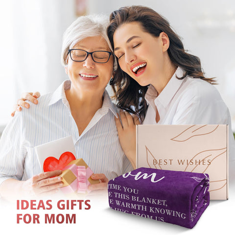 GiltGlimmer mom blanket purple color shown in living room decor.