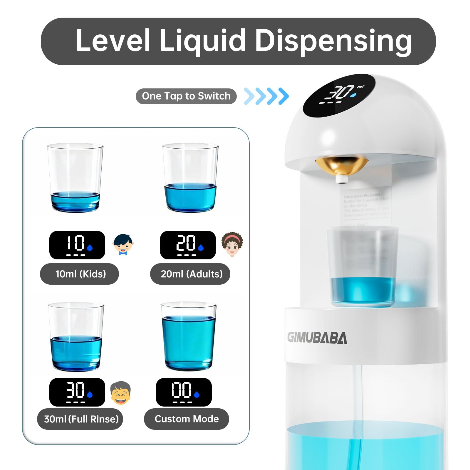 GIMUBABA LED display keeps volume and battery status visible at a glance.