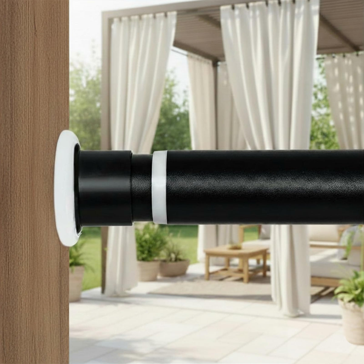 Ginbel Direct tension rod extended length for flexible window coverage