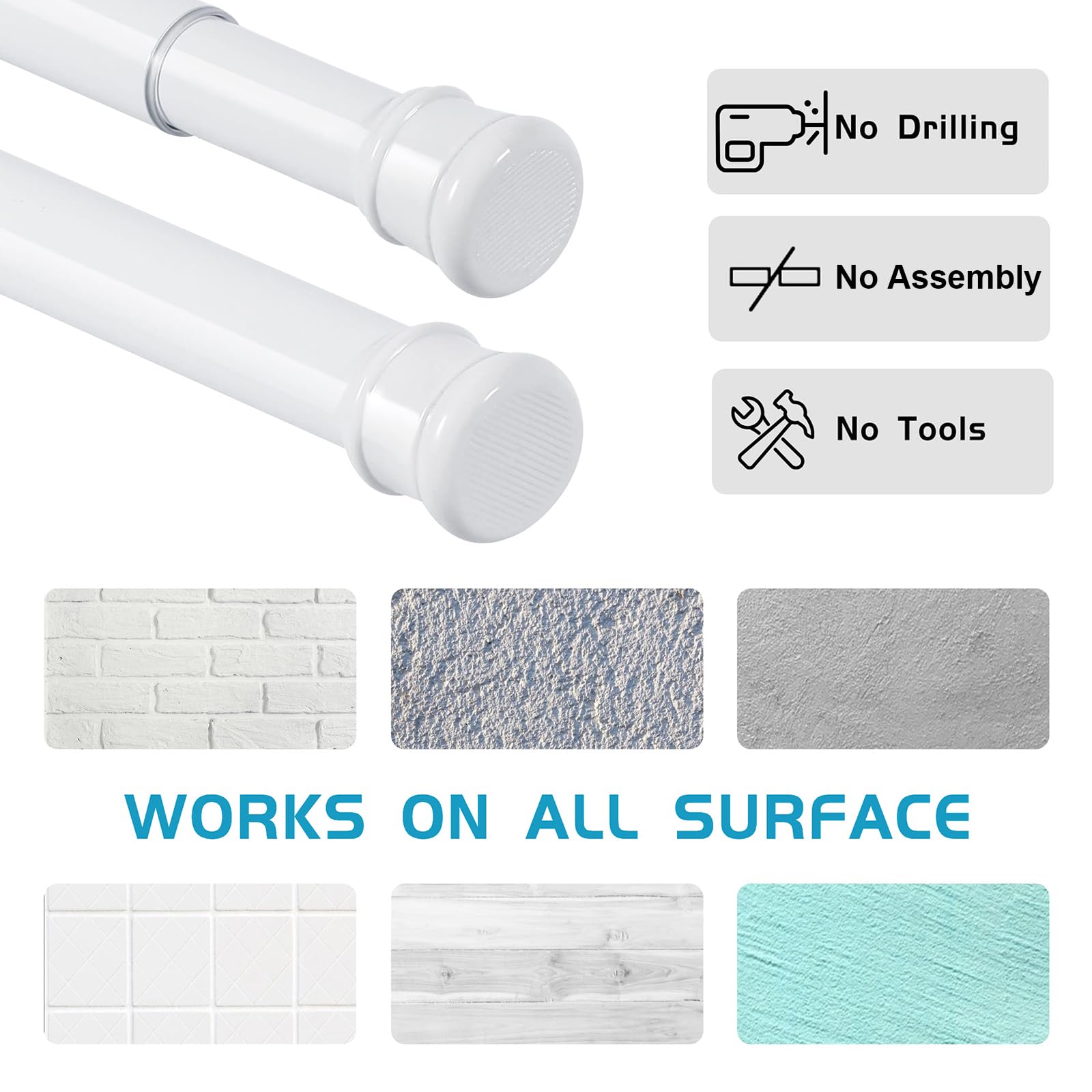 Ginbel Direct heavy-duty tension rod with anti-slip ends supports up to 33 lbs