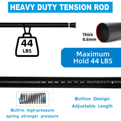 Ginbel Direct tension rod matte black finish complements decor
