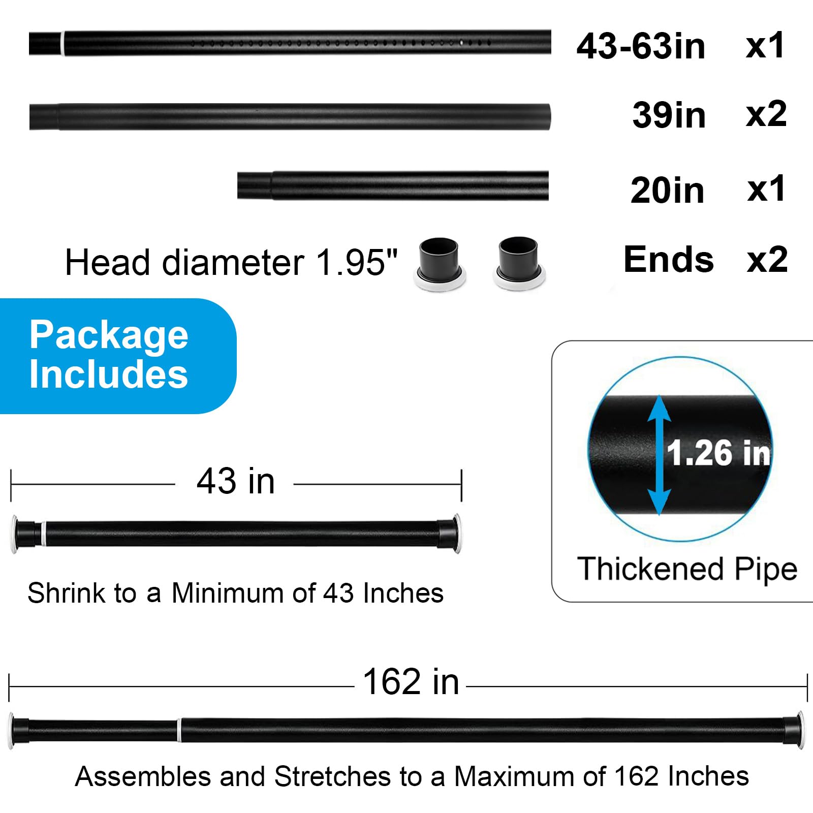 Ginbel Direct tension rod rubber feet protect walls
