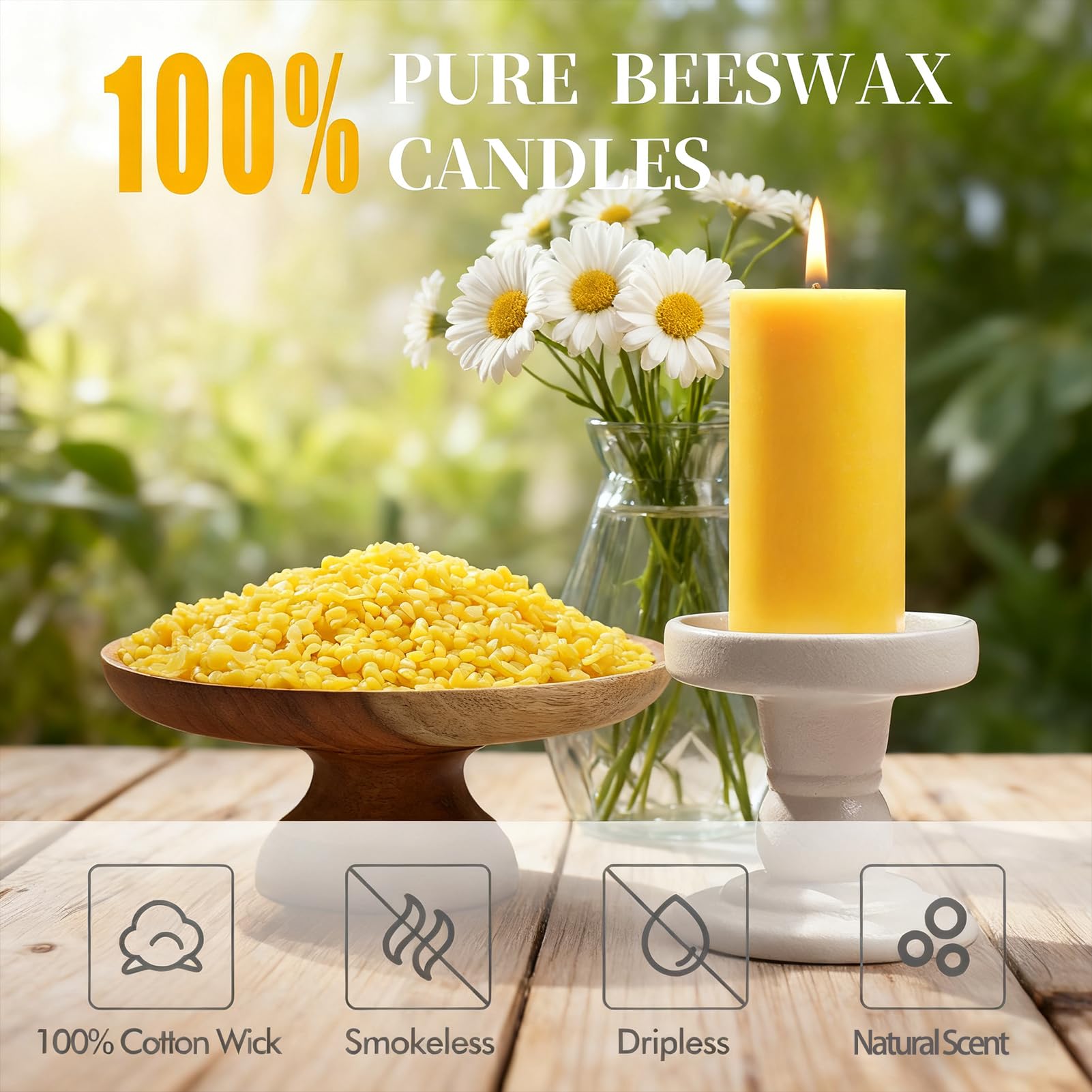 Ginitiri beeswax pillar 4-pack packaging close-up with kraft wrap for eco-friendly storage.
