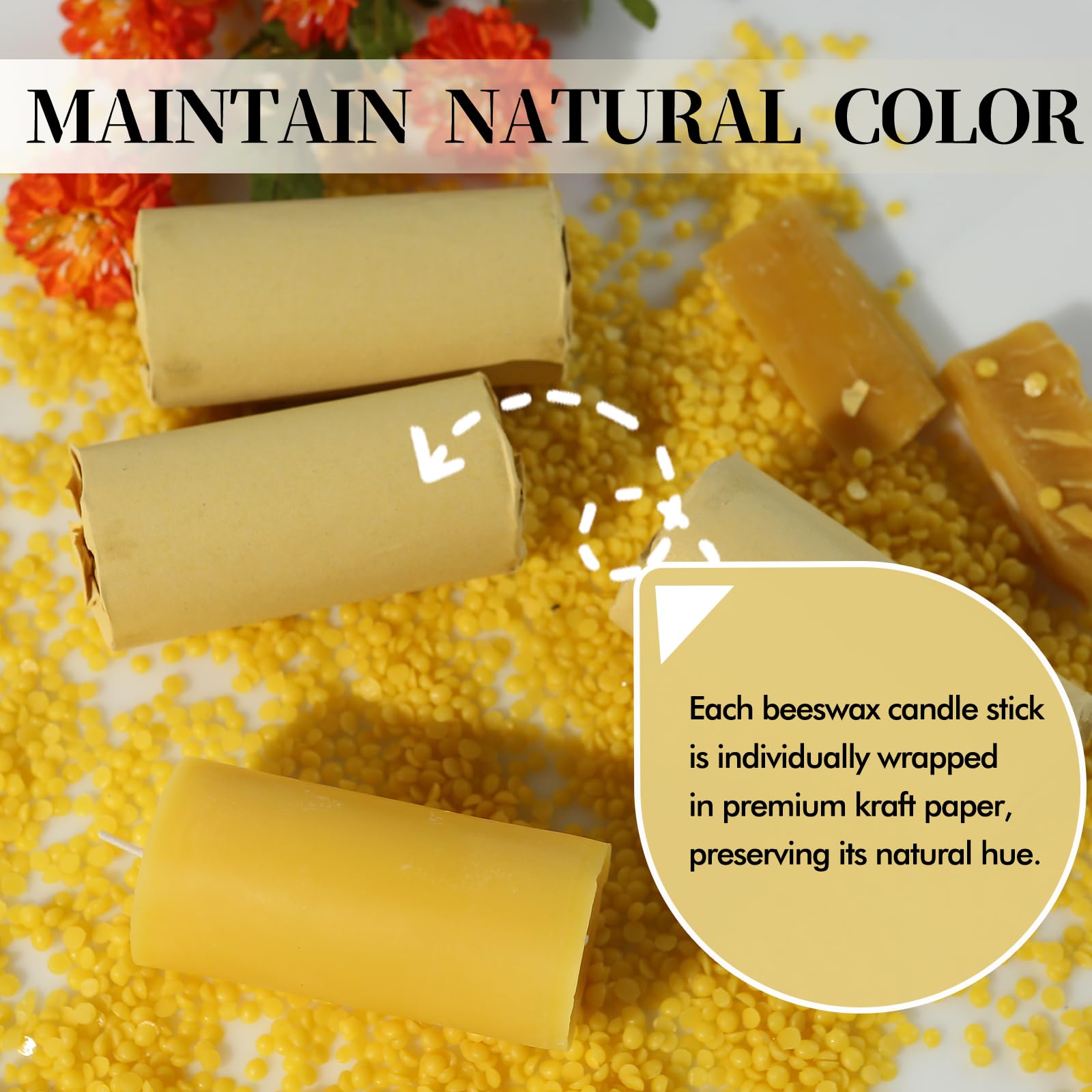 Ginitiri beeswax pillar 4-pack smokeless and dripless performance for clean indoor air.
