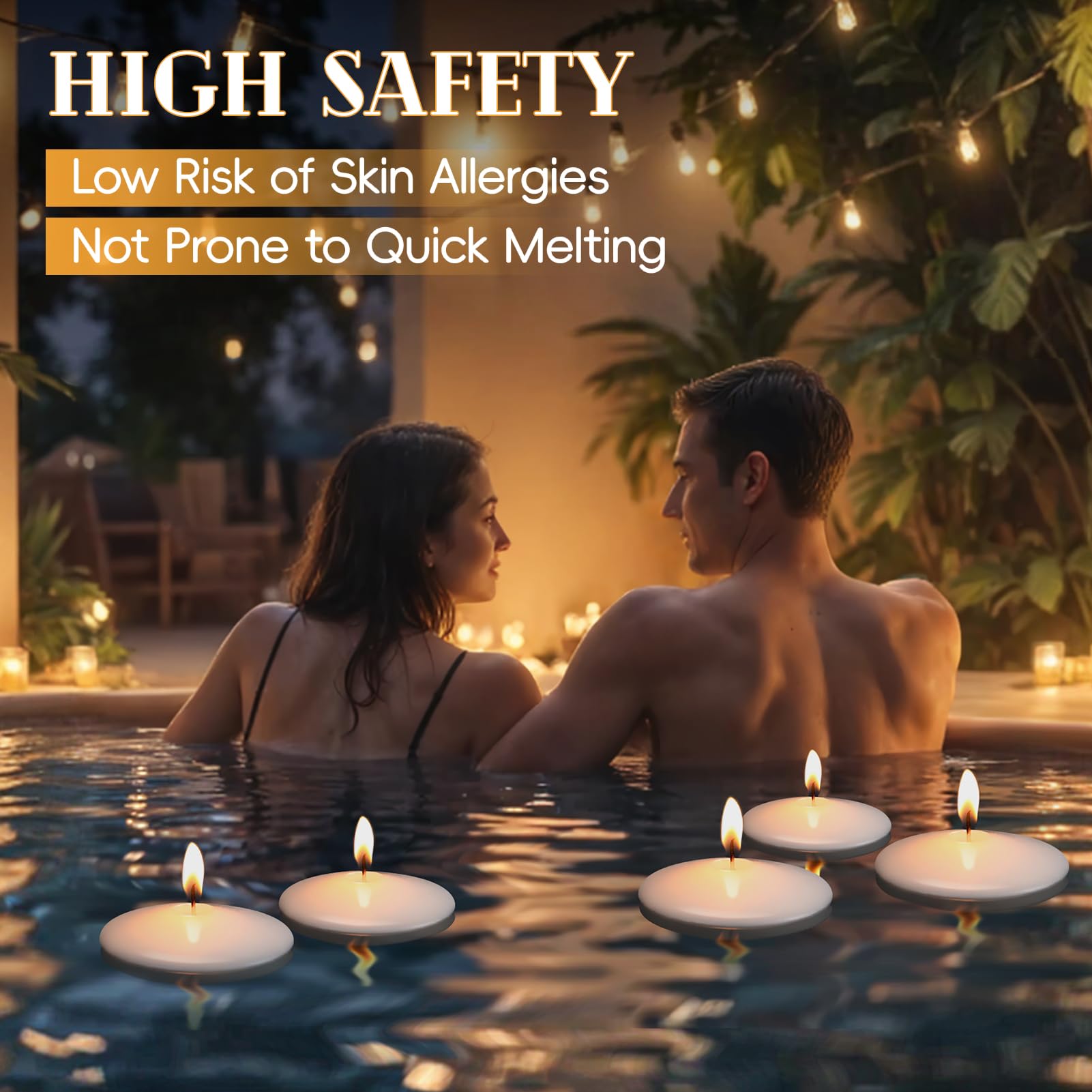 GINITIRI spa lighting with unscented floating candles
