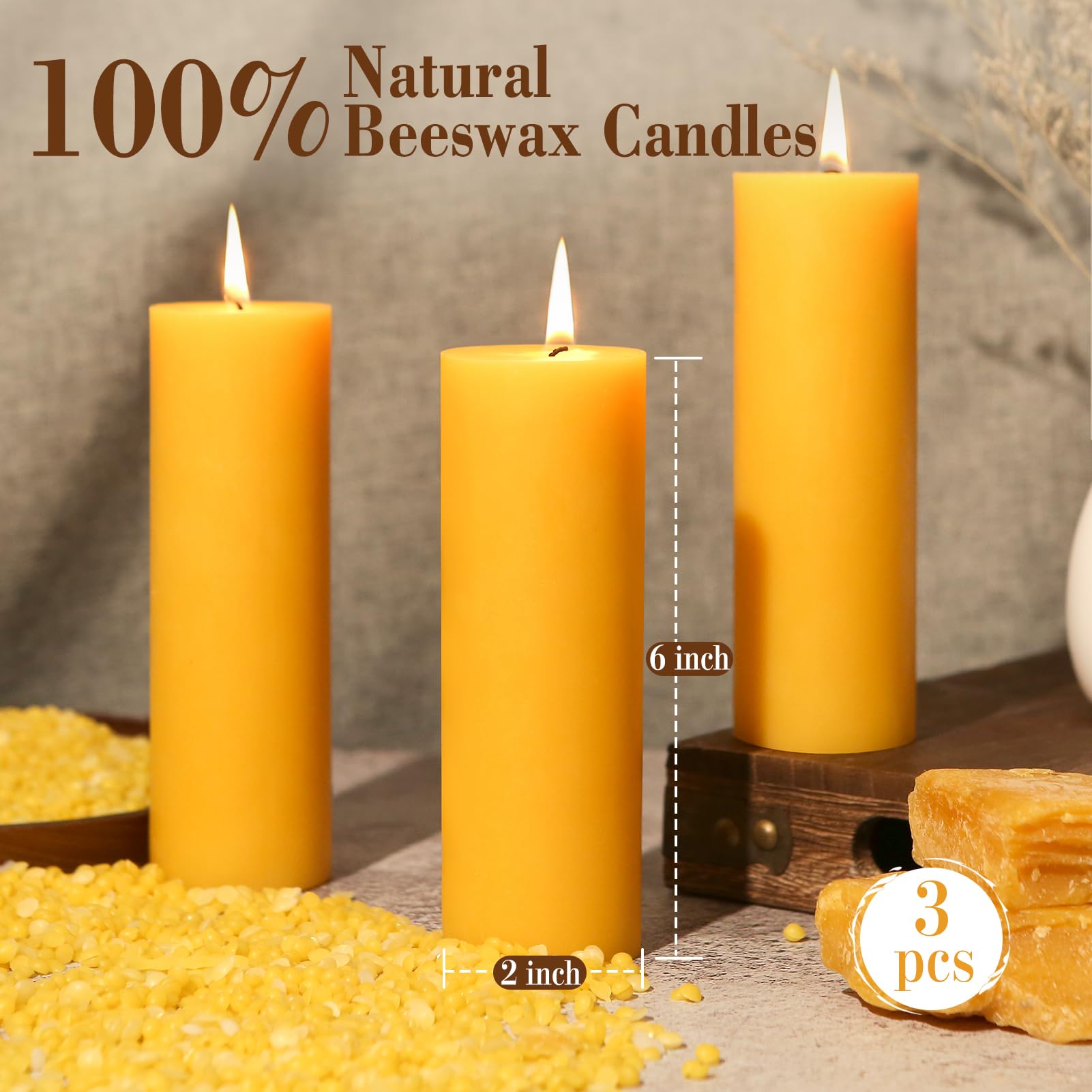Ginitiri 100% natural beeswax with cotton wick for smokeless burn