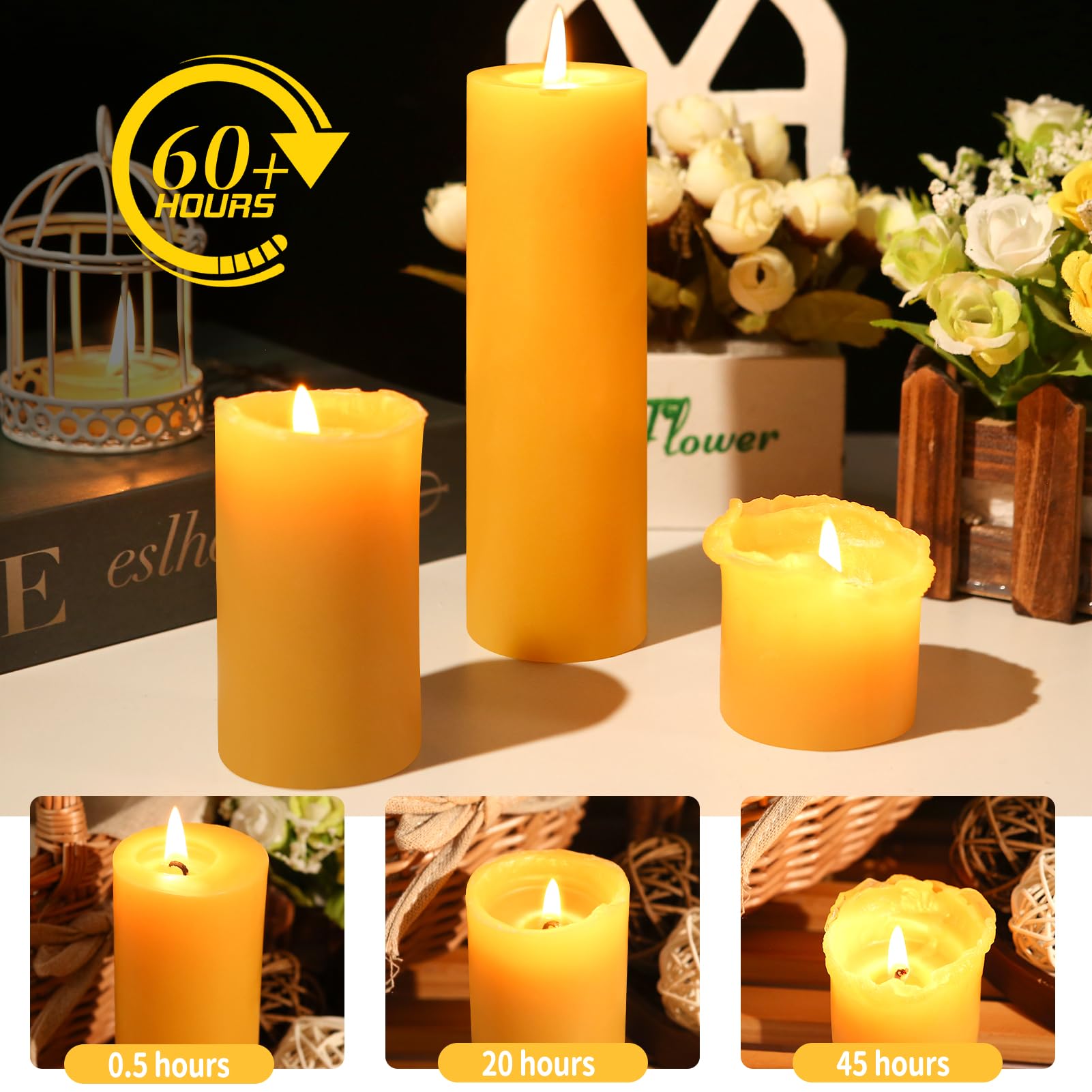 Ginitiri unlit beeswax pillar highlights natural color and purity.