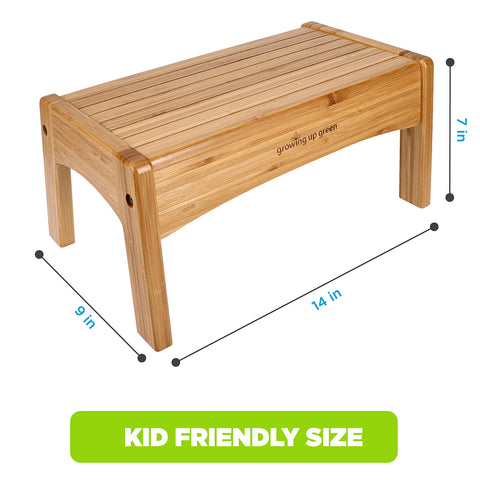 Ginsey Growing Up Green bamboo stool highlights durable material for long-lasting use.