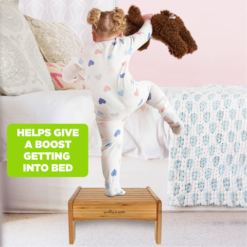 Ginsey Growing Up Green stool supports independent potty tasks for kids.