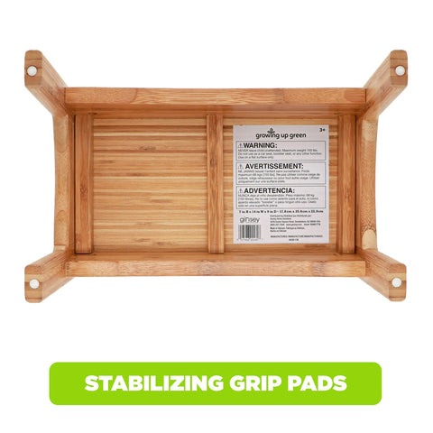 Ginsey Growing Up Green stool features non-slip feet for stable bathroom use.