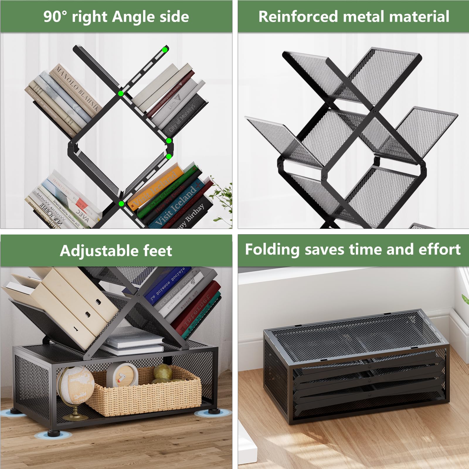 Gintan durable metal construction provides sturdy support in black