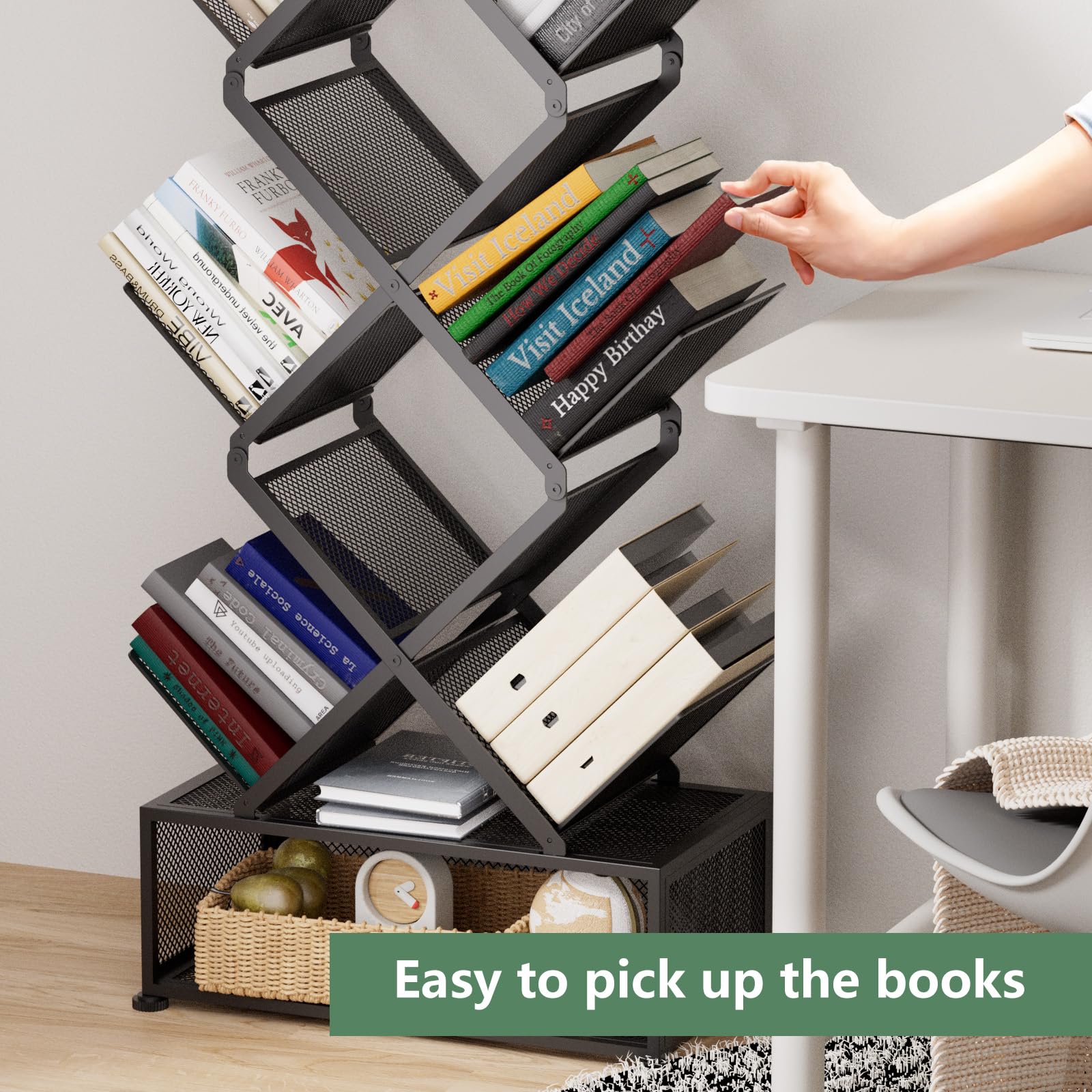 Gintan sturdy shelves support daily use without crowding space, black