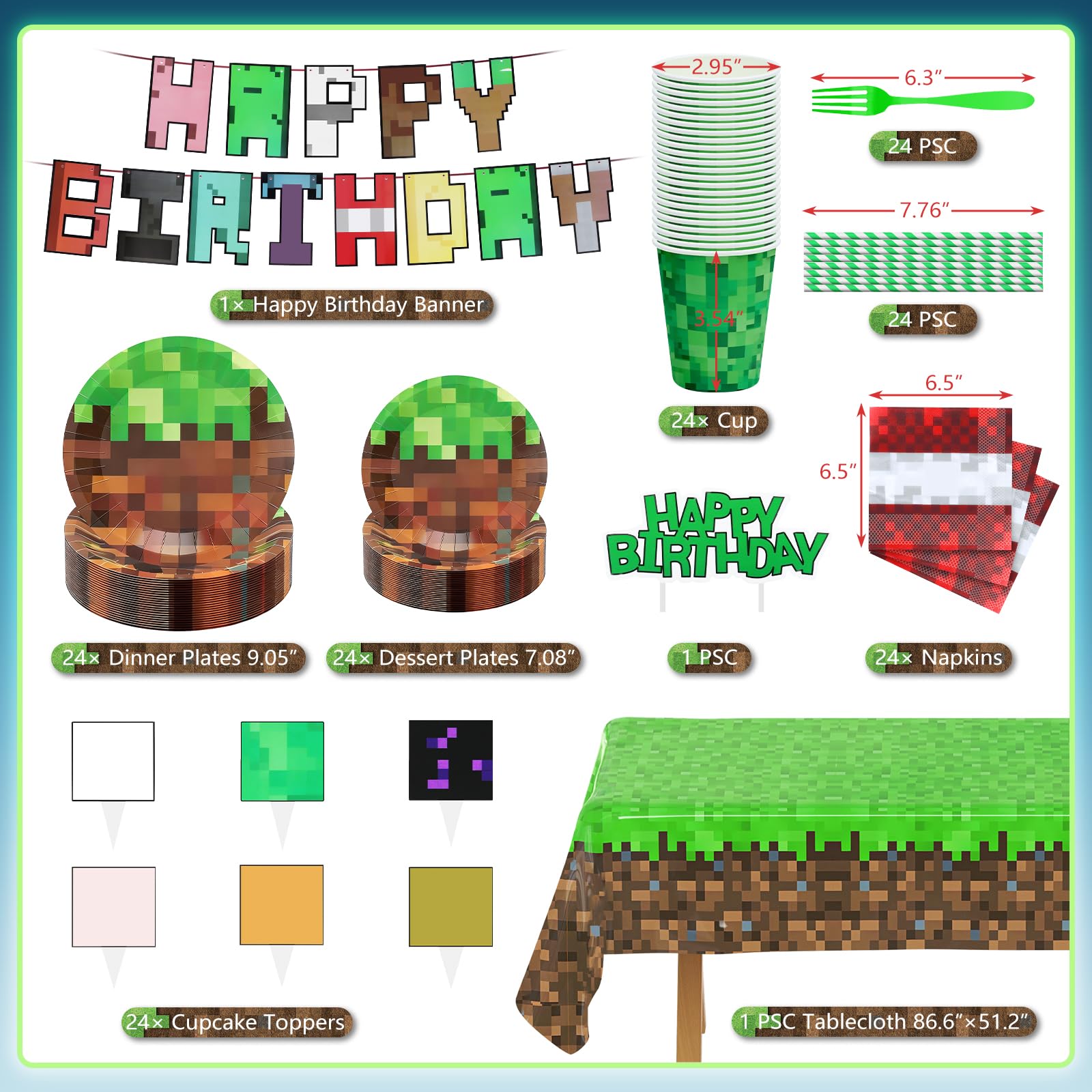 Ginyoyo Pixel tablecloth creates a themed base for mealtime.