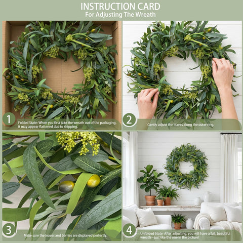 GinzeTop all-season greenery wreath provides year-round decorative versatility.