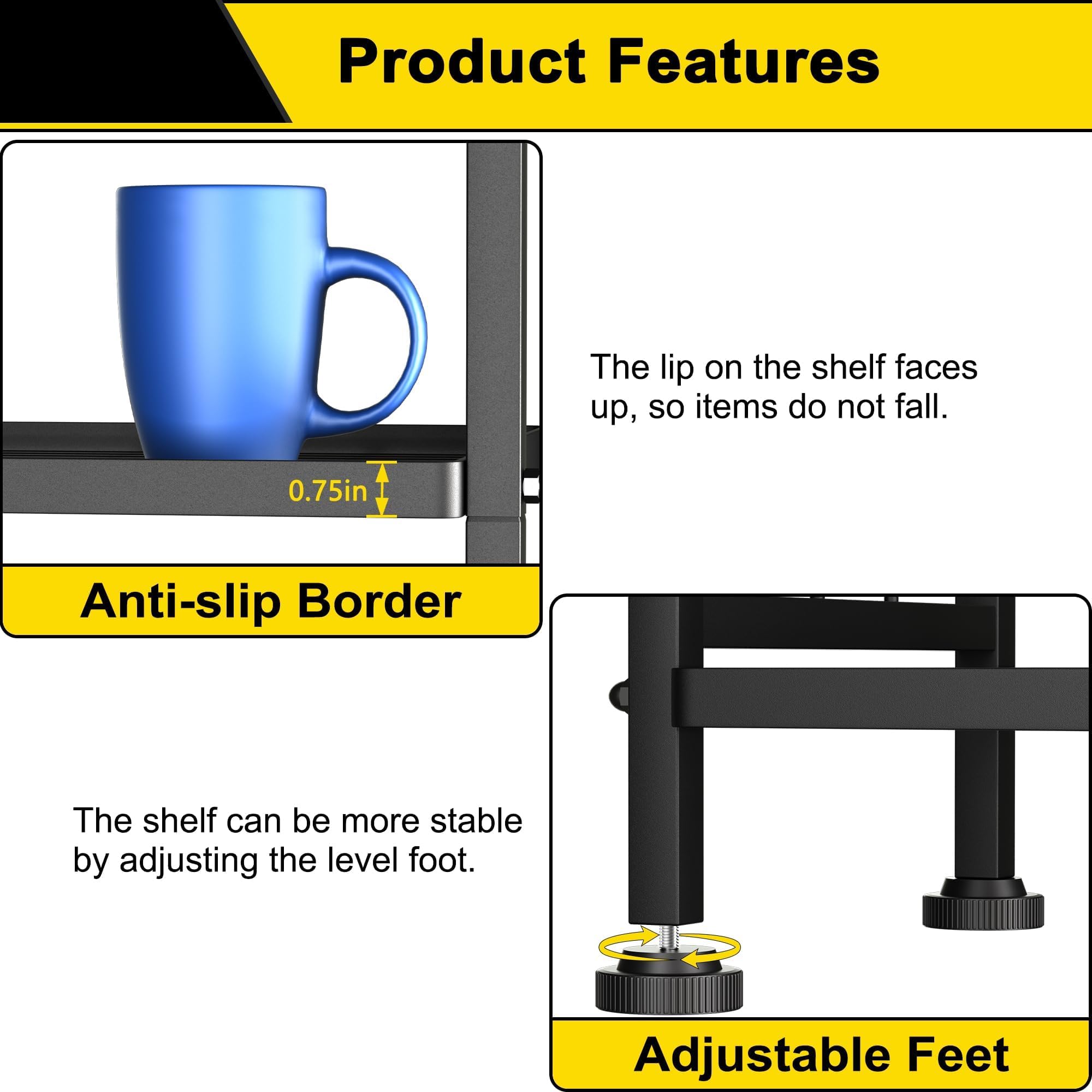 GIOTORENT 6-wire shelf design features a distinctive side detail for style