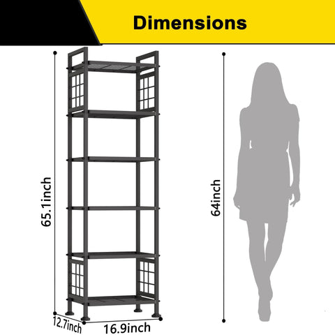 GIOTORENT 6-wire shelf on floor with stable adjustable feet on uneven surfaces