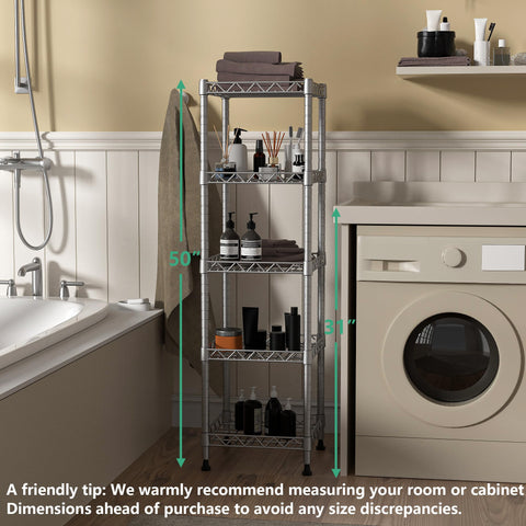 GIOTORENT 5-tier shelving coated steel tubes resist rust and easy to wipe