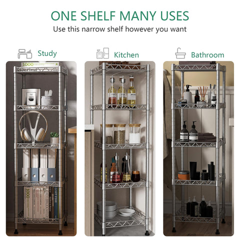 GIOTORENT 5-tier shelving dimensions 11.8 by 11.8 by 50 inches