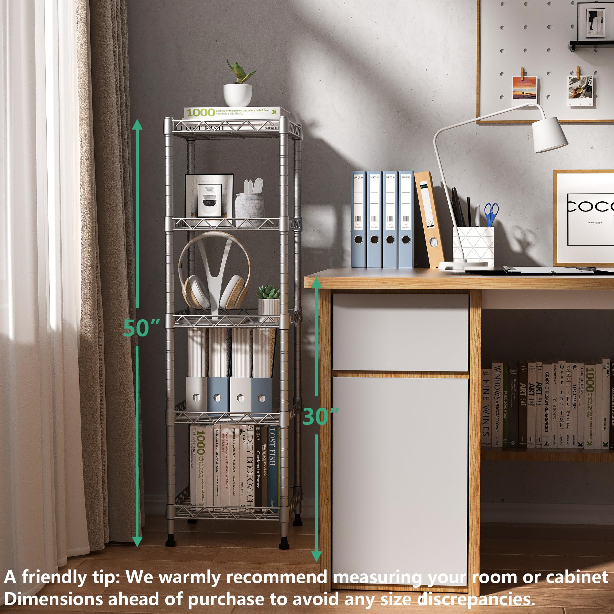 GIOTORENT 5-tier shelving adjustable shelves for versatile heights