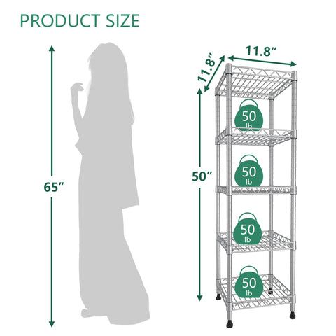 GIOTORENT 5-tier shelving side view compact footprint