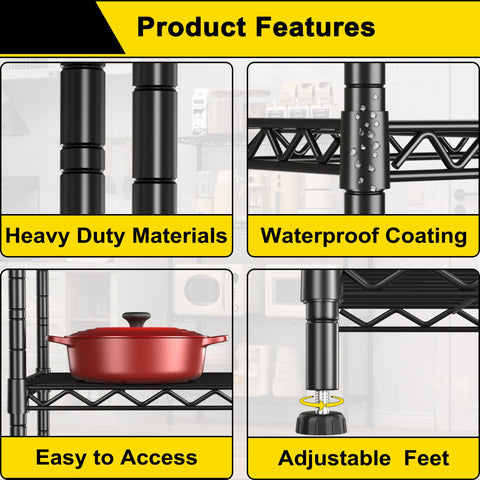 GIOTORENT shelves provide up to 1600 lbs total capacity across levels.
