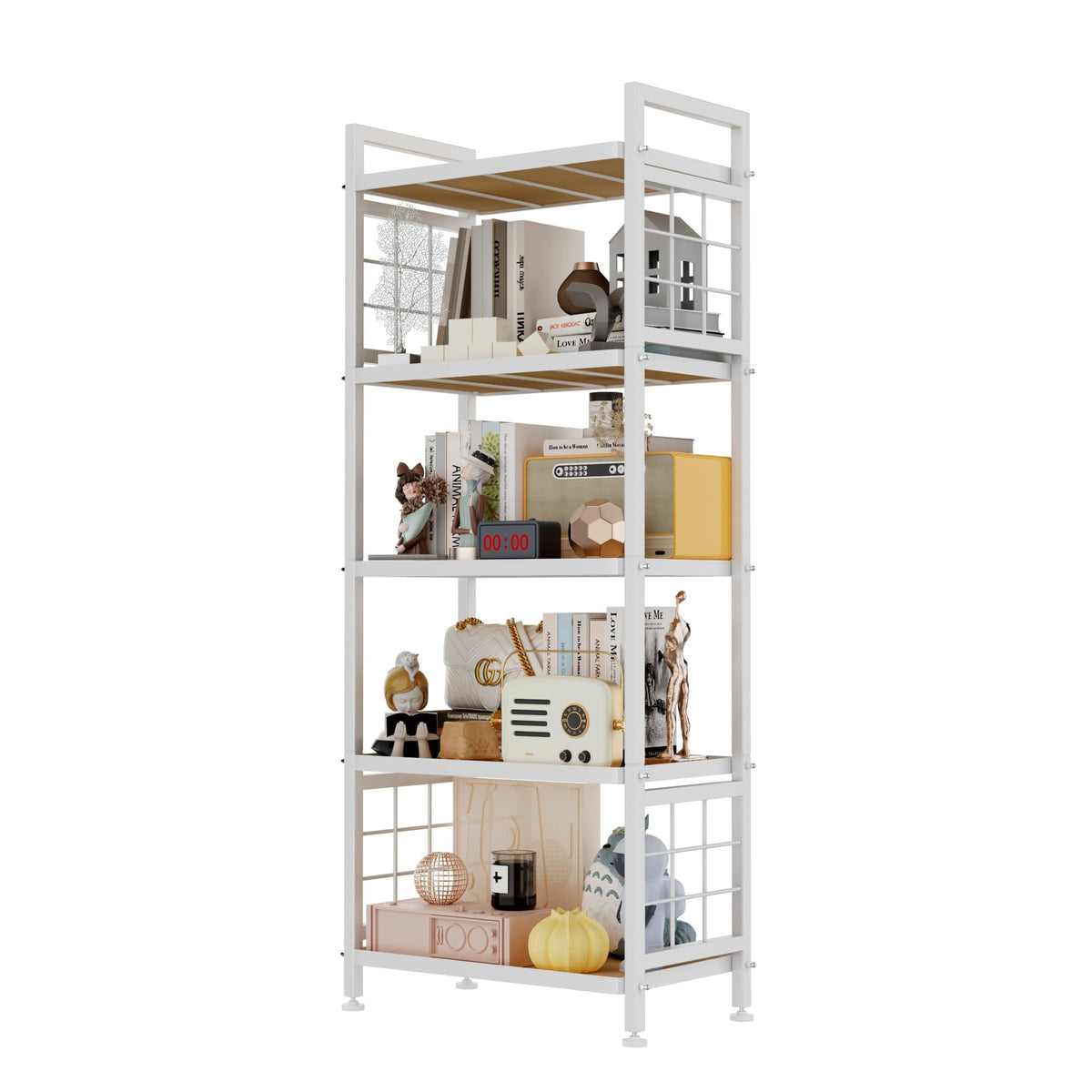 GIOTORENT 5-tier shelf with wooden boards for organized pantry storage