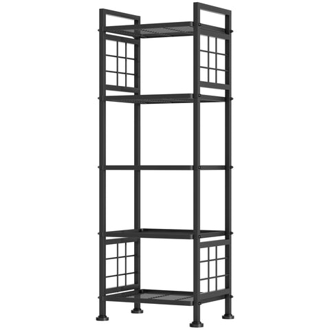 GIOTORENT 5-Wire Standing Book Shelf left view highlights durable steel frame for tidy living rooms.