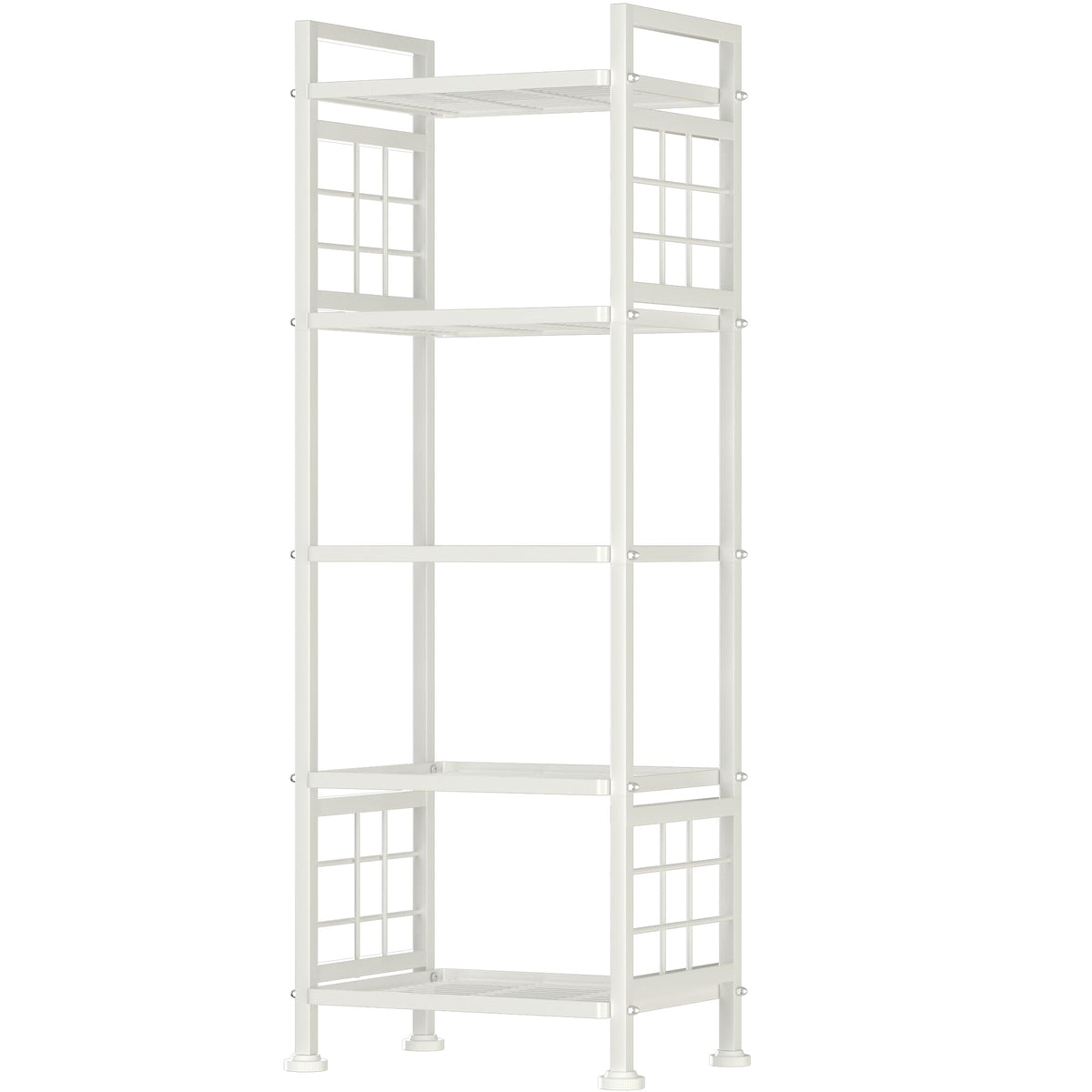 GIOTORENT 5-Wire standing shelves front view for compact pantry organization.