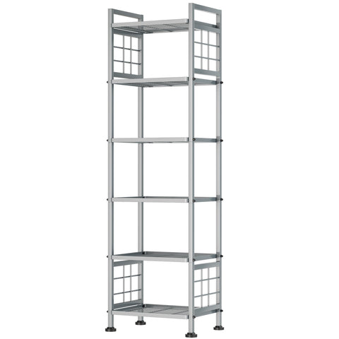GIOTORENT 6-Wire Standing Shelf front view with sturdy silver frame for organized storage.