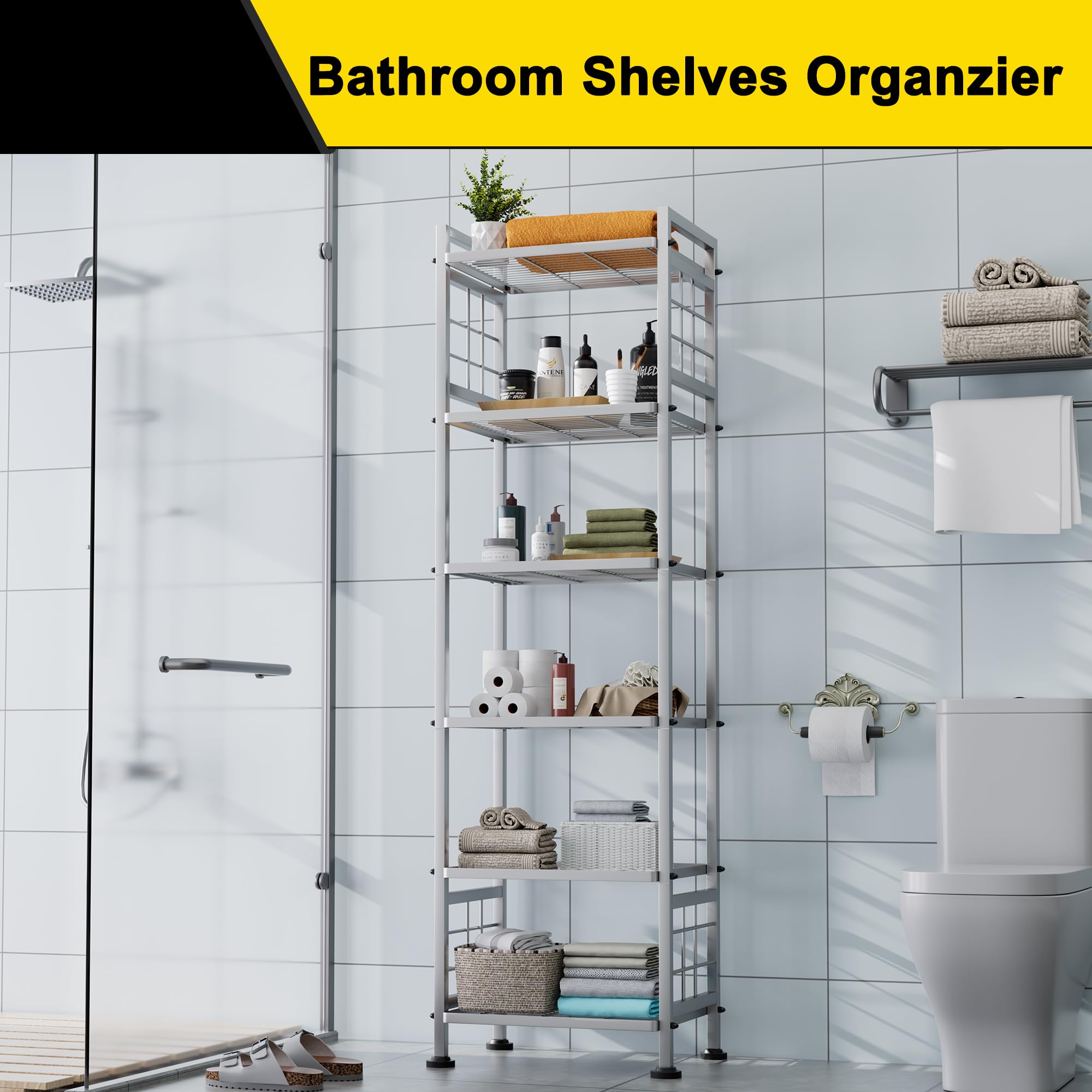 GIOTORENT 6-Wire Standing Shelf side view showing compact, space-saving design.